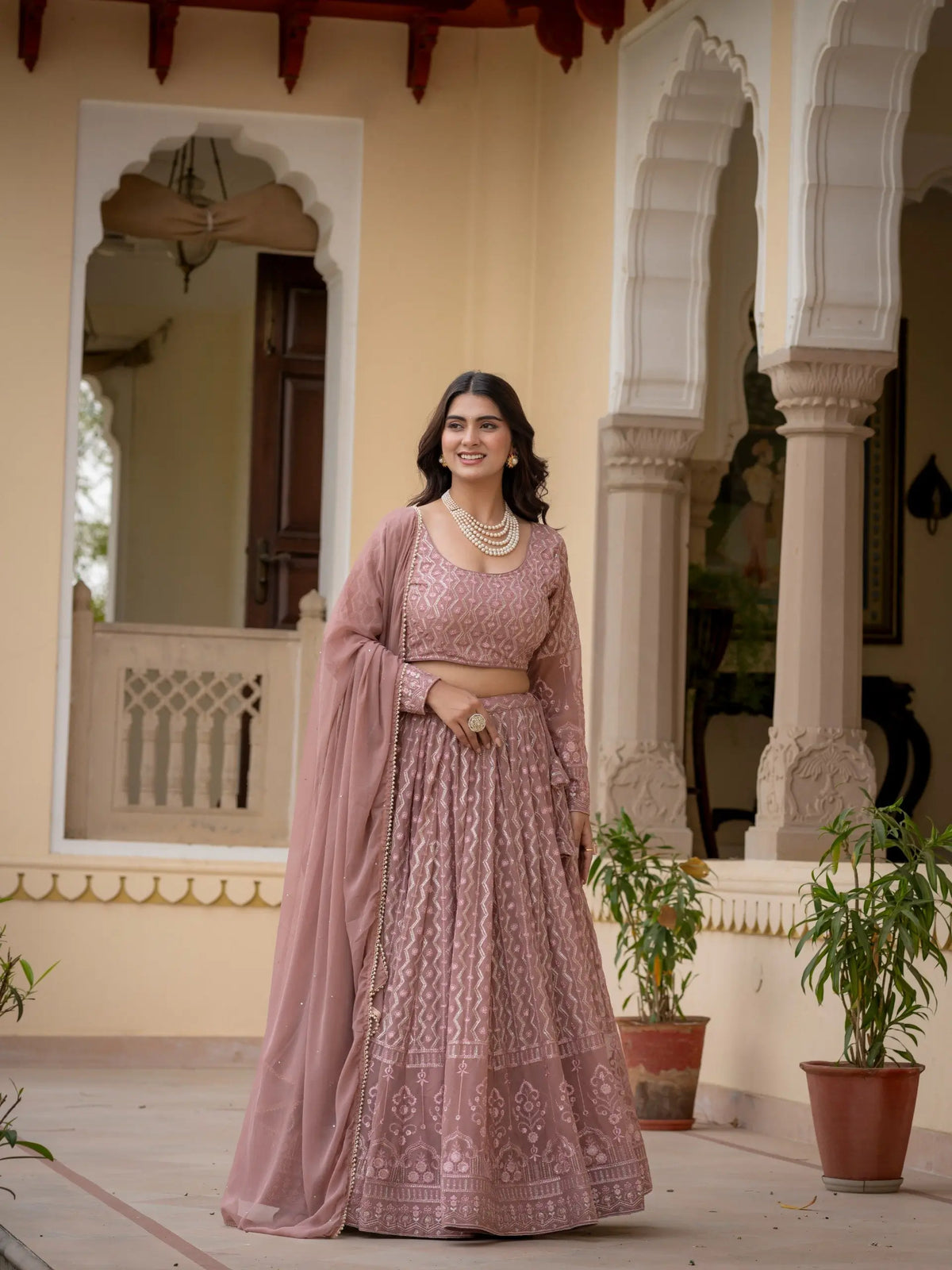 Embroidered Georgette Lehenga Choli for Wedding and Festive Occasions