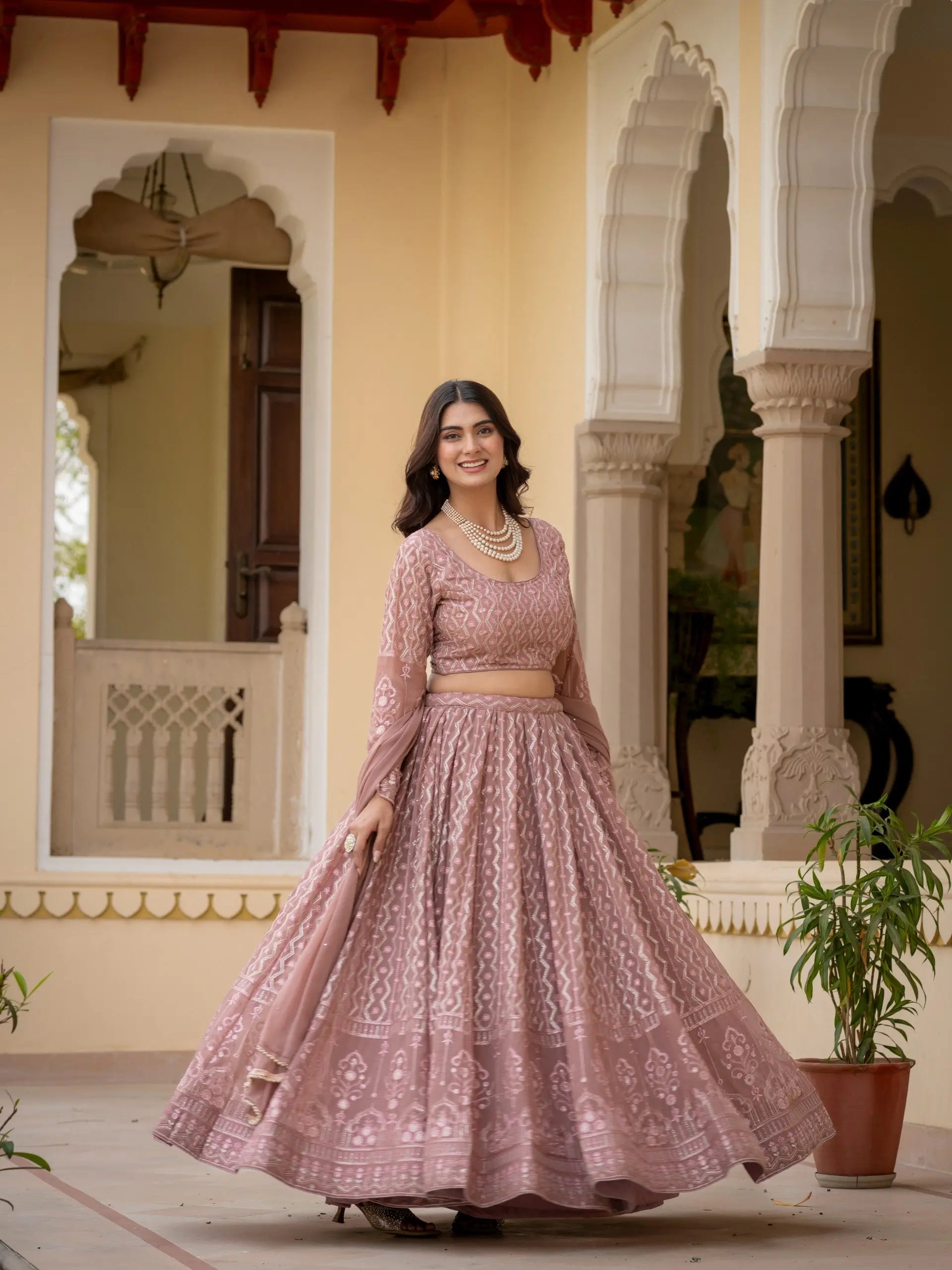 Embroidered Georgette Lehenga Choli for Wedding and Festive Occasions