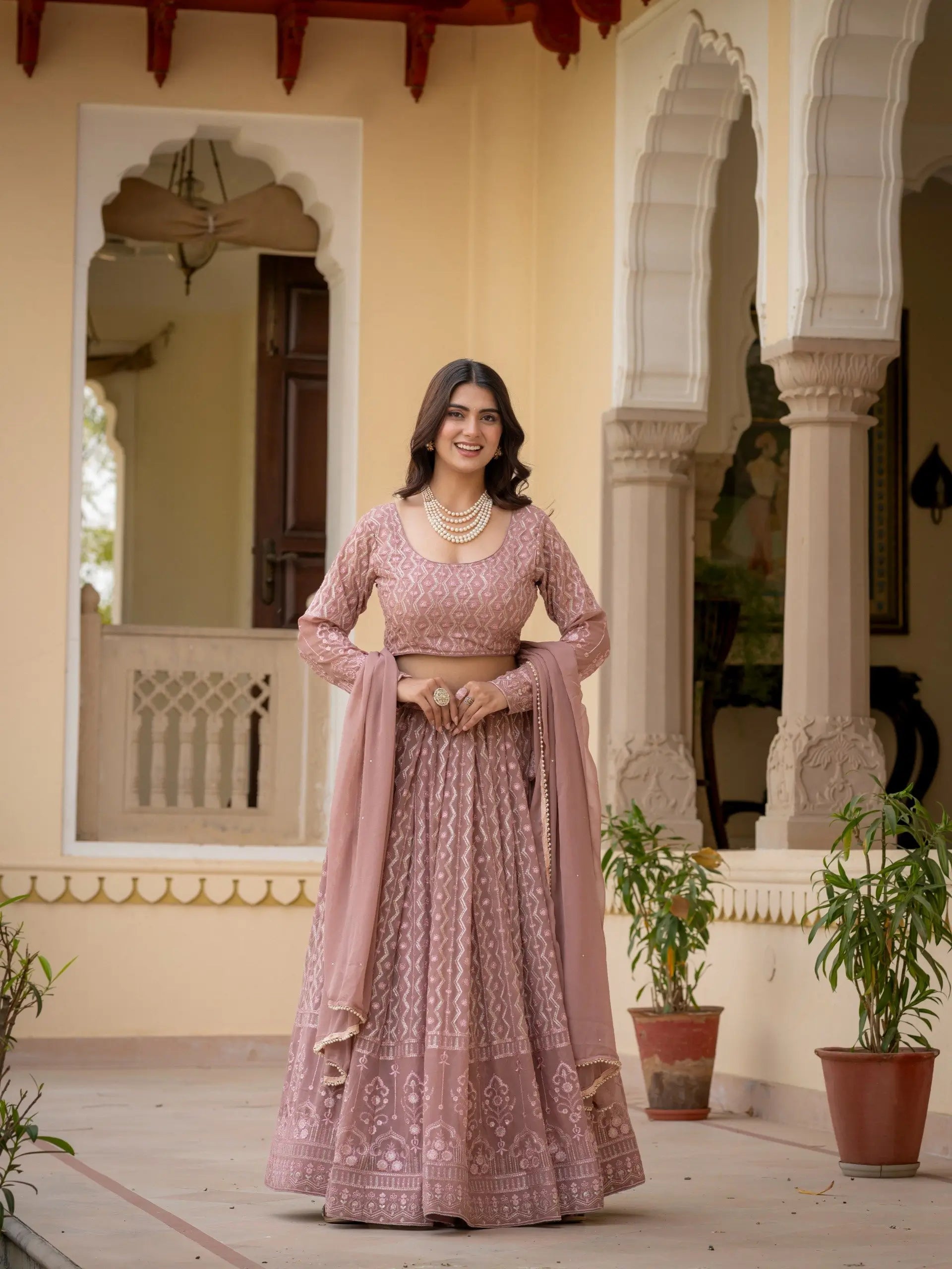 Embroidered Georgette Lehenga Choli for Wedding and Festive Occasions