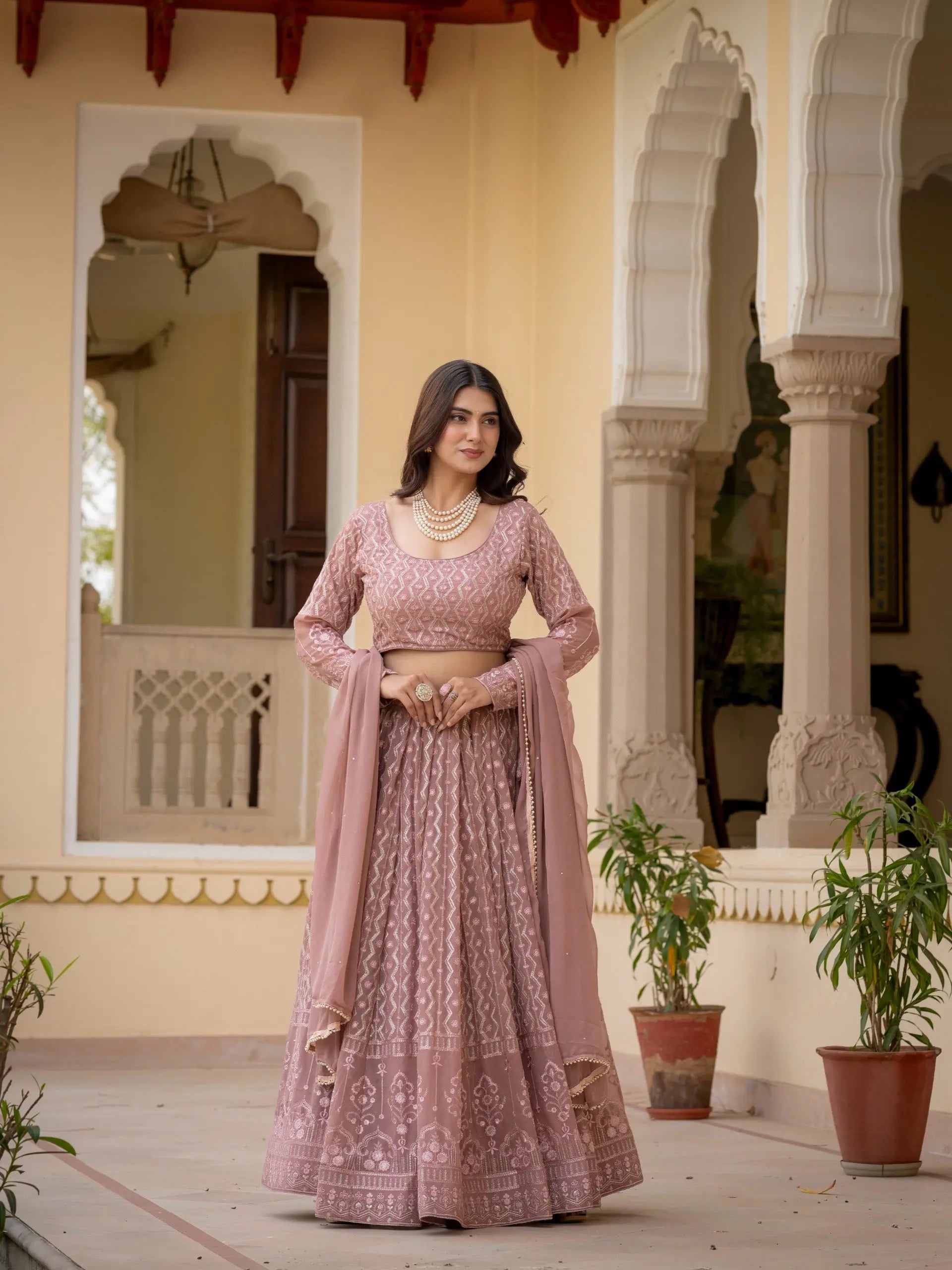 Embroidered Georgette Lehenga Choli for Wedding and Festive Occasions