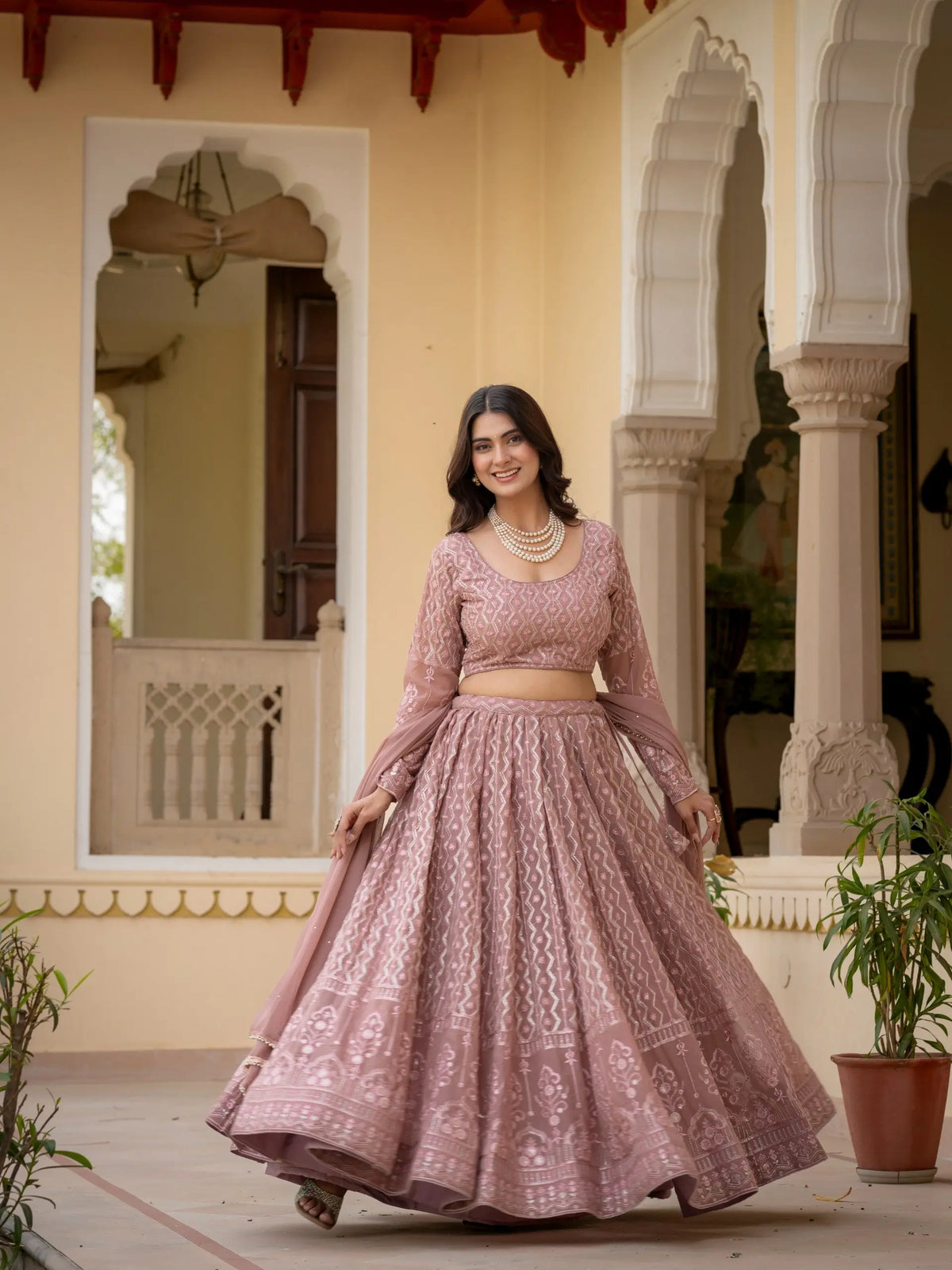 Embroidered Georgette Lehenga Choli for Wedding and Festive Occasions