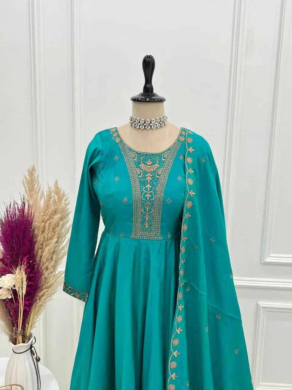 Embroidered Georgette Lehriya Anarkali Set