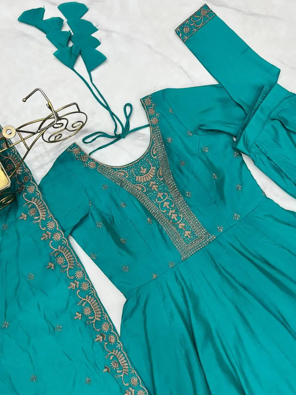 Embroidered Georgette Lehriya Anarkali Set