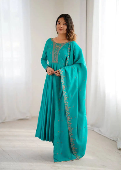 Embroidered Georgette Lehriya Anarkali Set