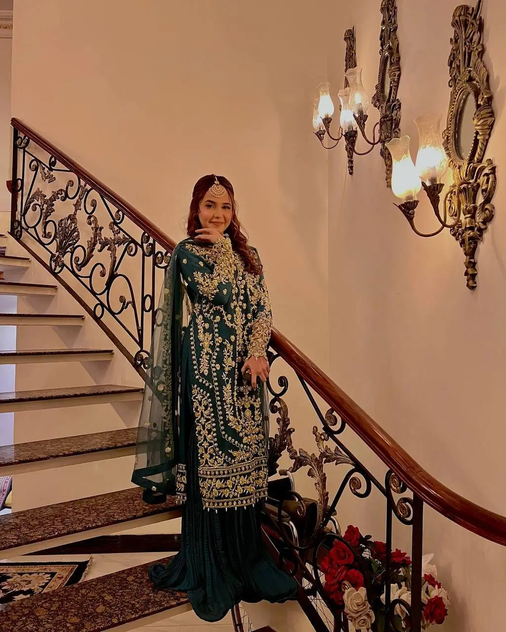 Embroidered Georgette Palazzo Suit Set