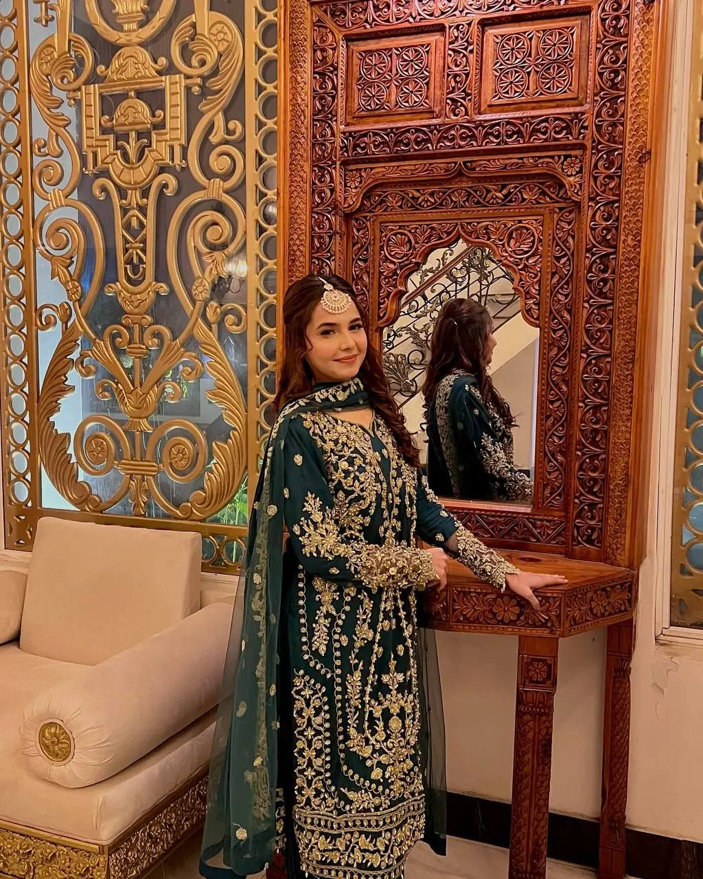 Embroidered Georgette Palazzo Suit Set