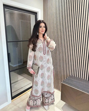 Embroidered Georgette Palazzo Suit Set