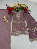 Embroidered Georgette Palazzo Suit Set