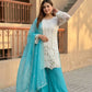 Embroidered Georgette Palazzo Suit for Festive and Wedding Occasions