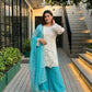 Embroidered Georgette Palazzo Suit for Festive and Wedding Occasions