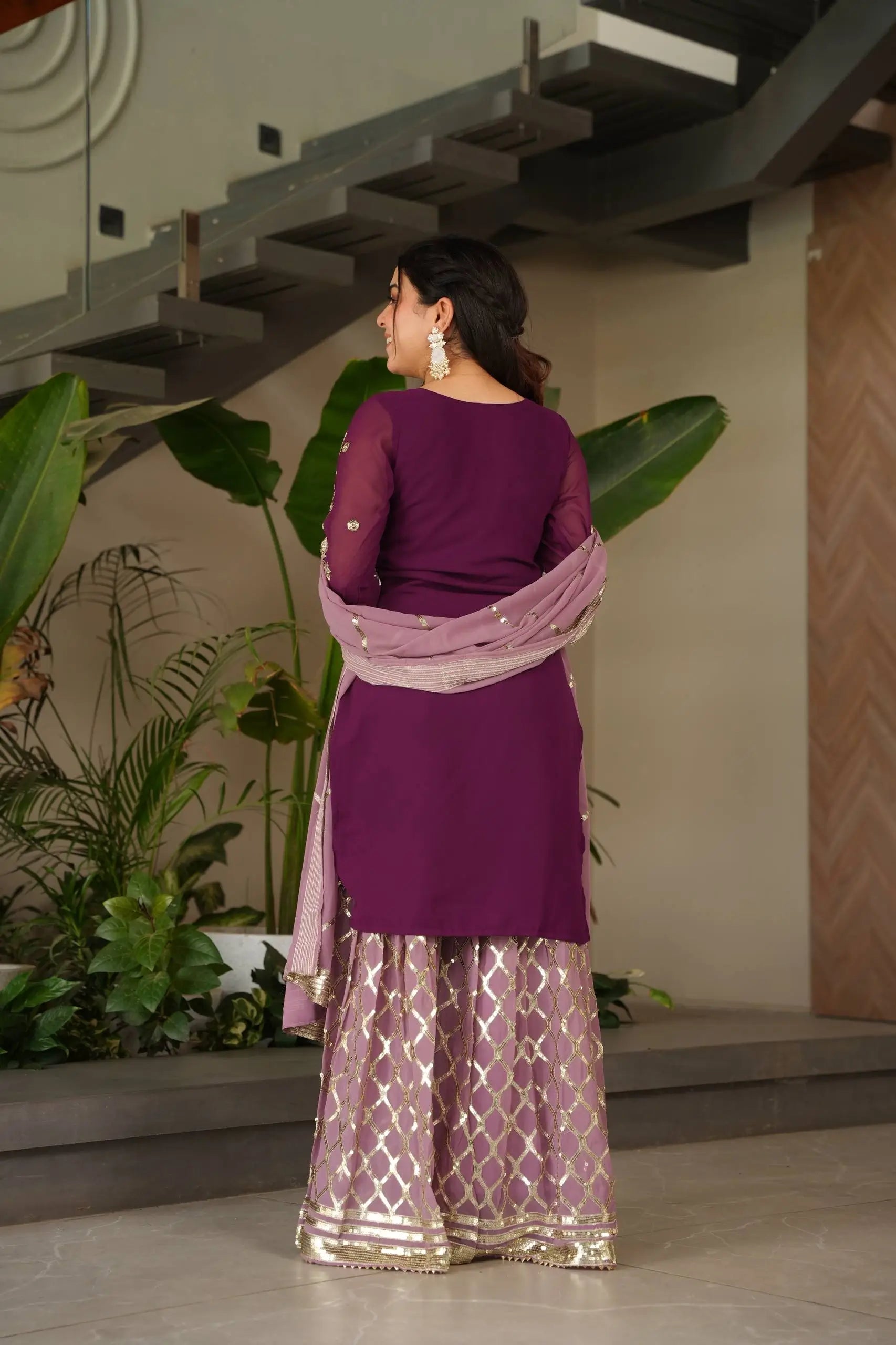 Embroidered Georgette Palazzo Suit with Dupatta