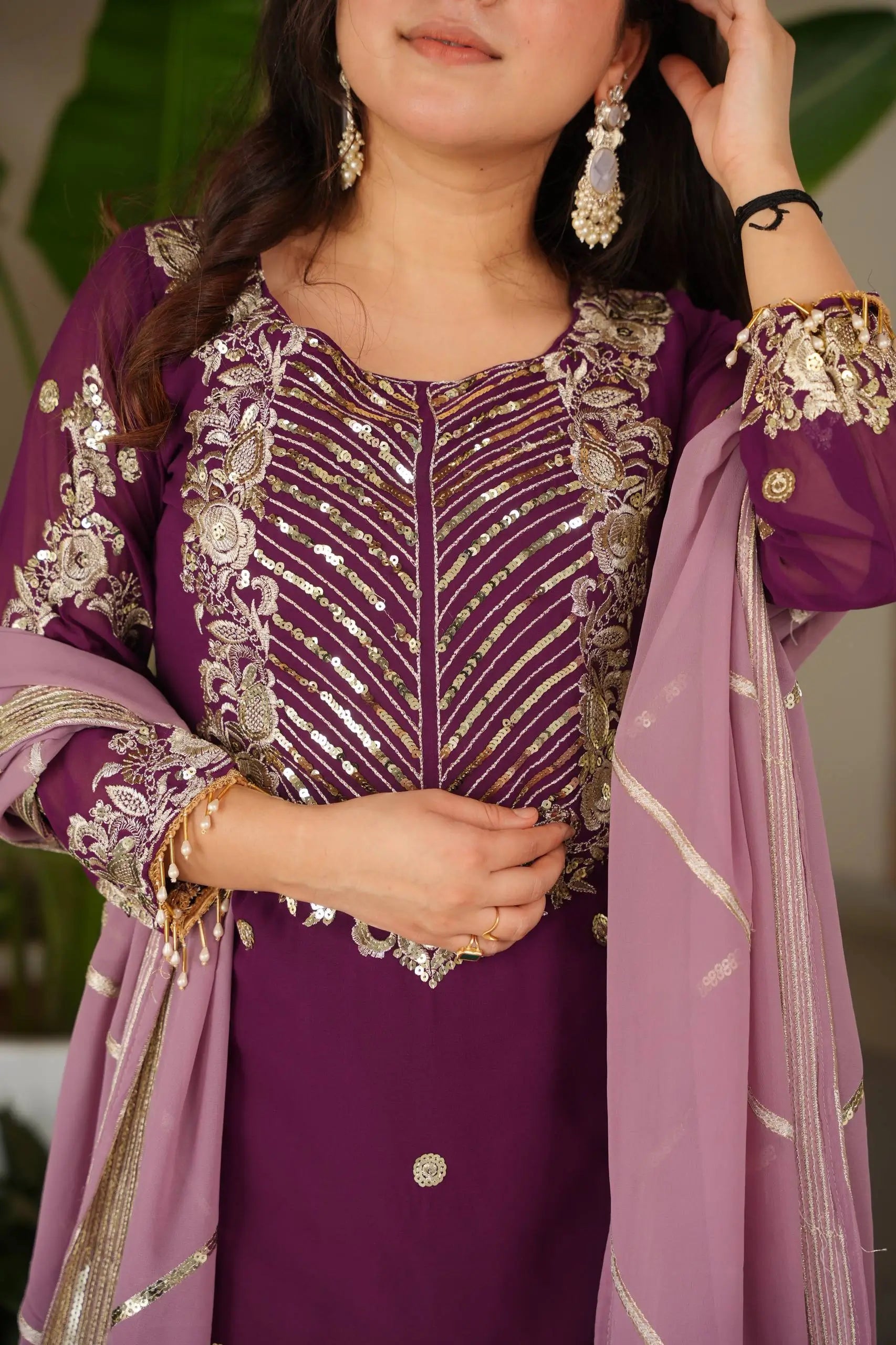 Embroidered Georgette Palazzo Suit with Dupatta