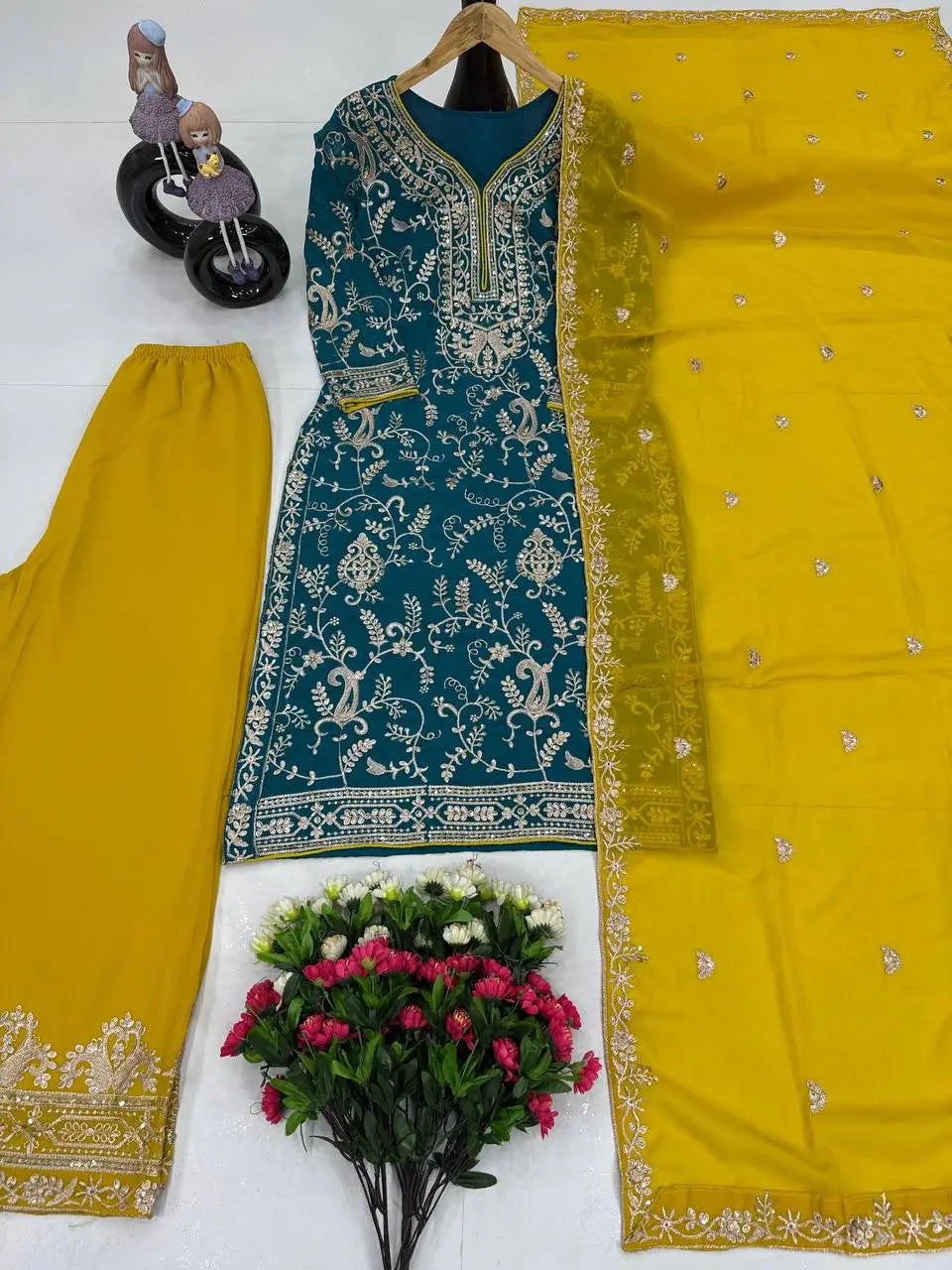 Embroidered Georgette Palazzo Suit with Dupatta