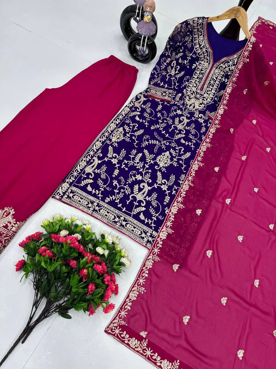 Embroidered Georgette Palazzo Suit with Dupatta