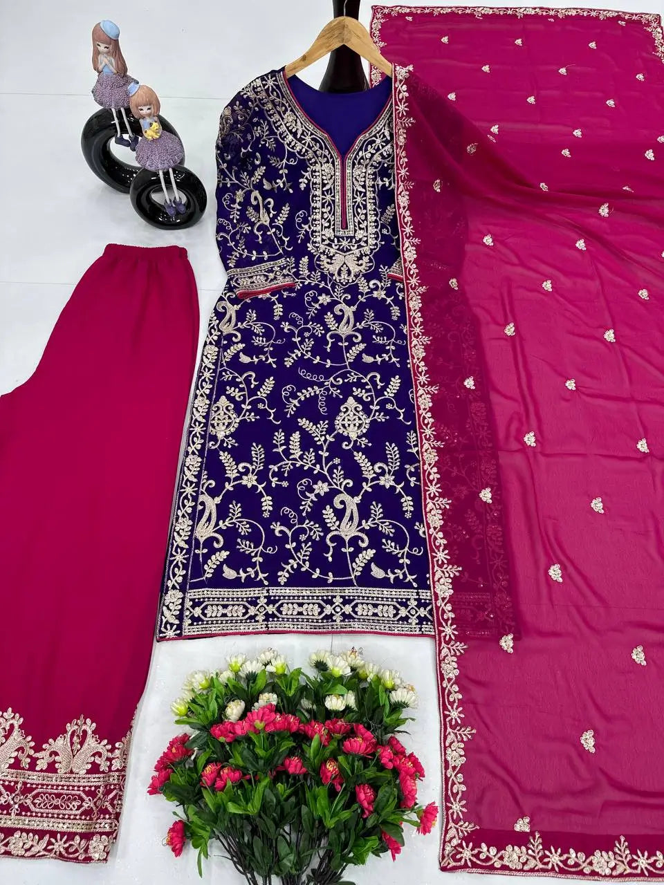 Embroidered Georgette Palazzo Suit with Dupatta