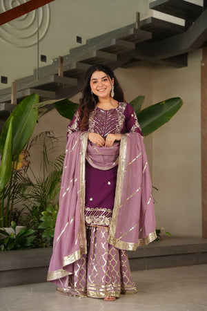 Embroidered Georgette Palazzo Suit with Dupatta