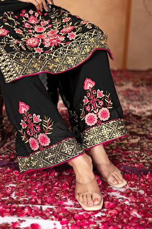 Embroidered Georgette Palazzo Suit with Dupatta