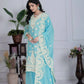 Embroidered Georgette Palazzo Suit with Mirror Work