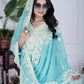 Embroidered Georgette Palazzo Suit with Mirror Work