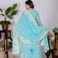 Embroidered Georgette Palazzo Suit with Mirror Work