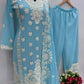 Embroidered Georgette Palazzo Suit with Mirror Work