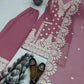 Embroidered Georgette Palazzo Suit with Mirror Work
