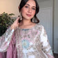 Embroidered Georgette Palazzo Suit with Mirror Work