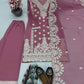 Embroidered Georgette Palazzo Suit with Mirror Work