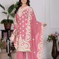 Embroidered Georgette Palazzo Suit with Mirror Work