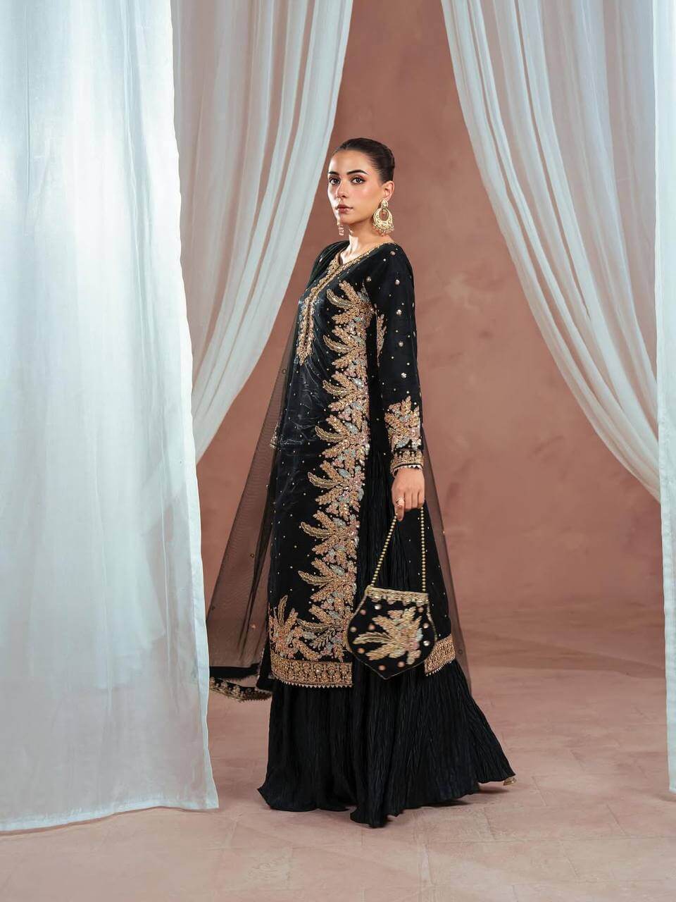 Embroidered Georgette Palazzo Suit with Net Dupatta