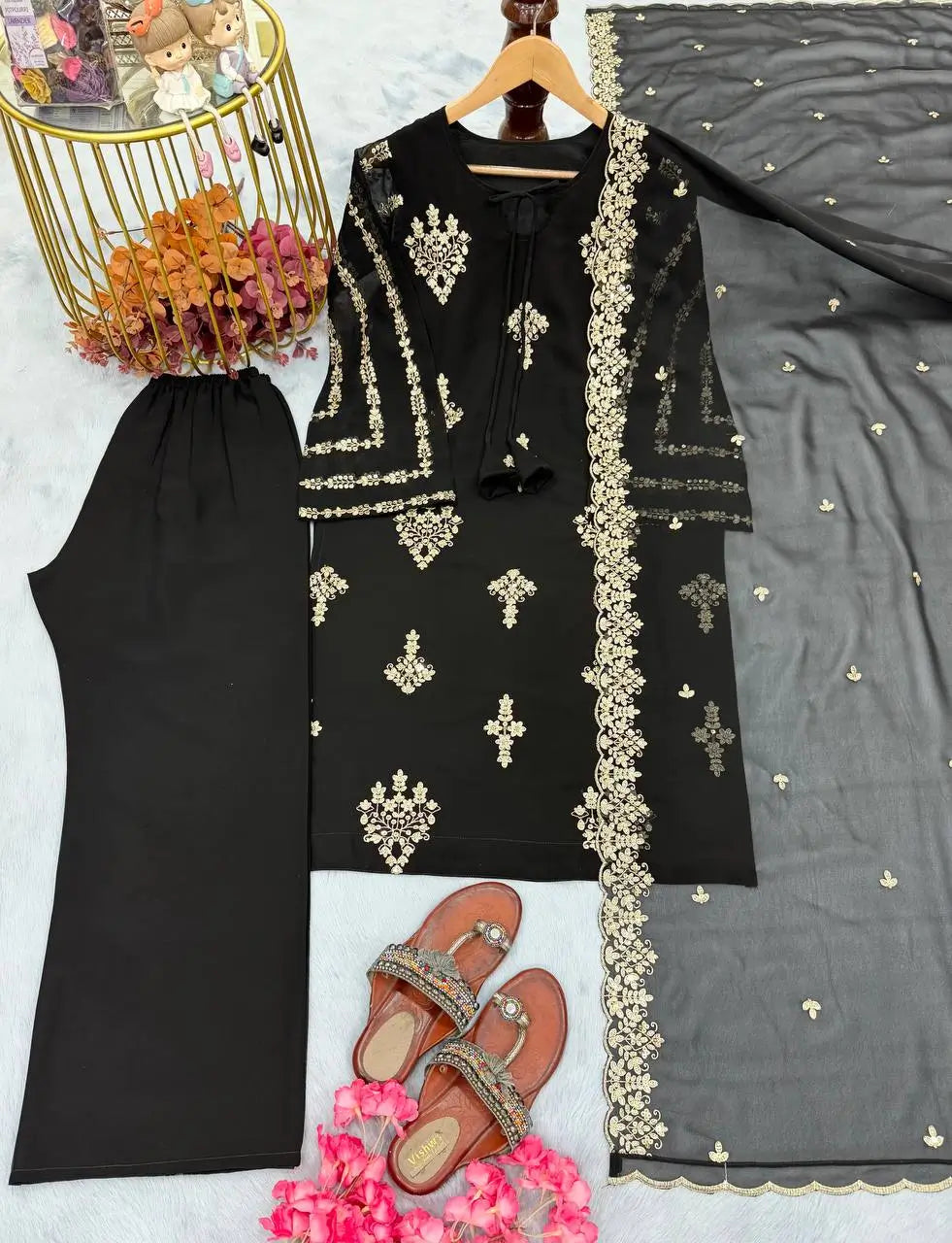 Embroidered Georgette Pant Palazzo Suit Set
