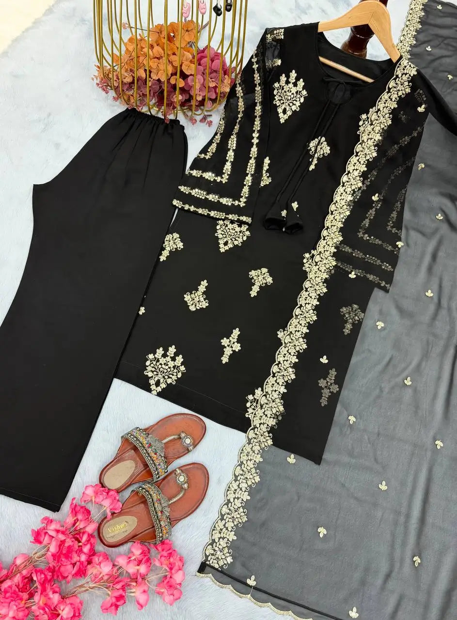 Embroidered Georgette Pant Palazzo Suit Set