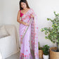 Embroidered Georgette Saree with Contrast Blouse