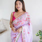 Embroidered Georgette Saree with Contrast Blouse