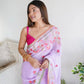 Embroidered Georgette Saree with Contrast Blouse