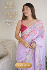 Embroidered Georgette Saree with Contrast Blouse