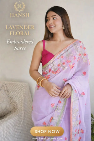 Embroidered Georgette Saree with Contrast Blouse