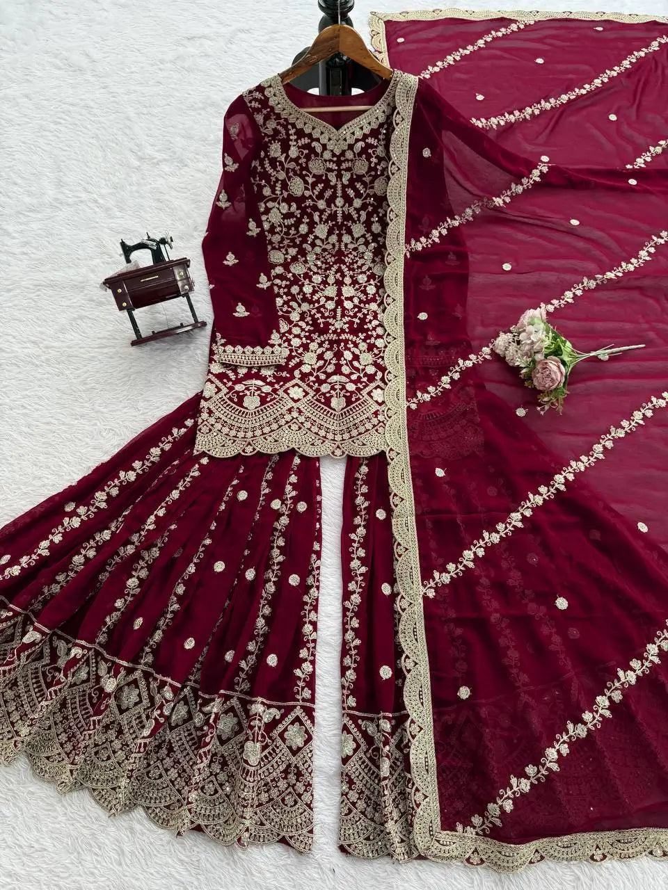 Embroidered Georgette Sharara Set