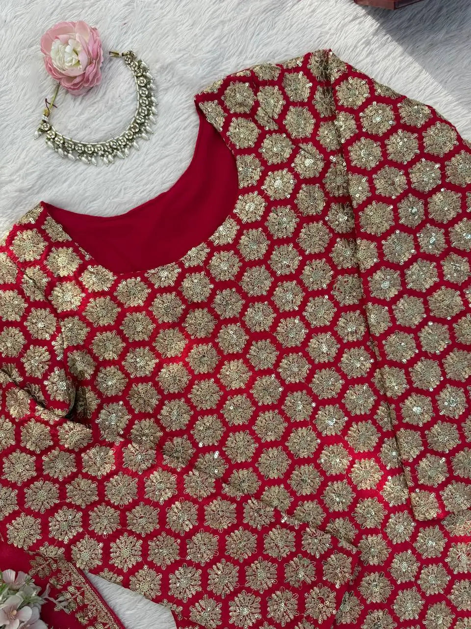 Embroidered Georgette Sharara Set