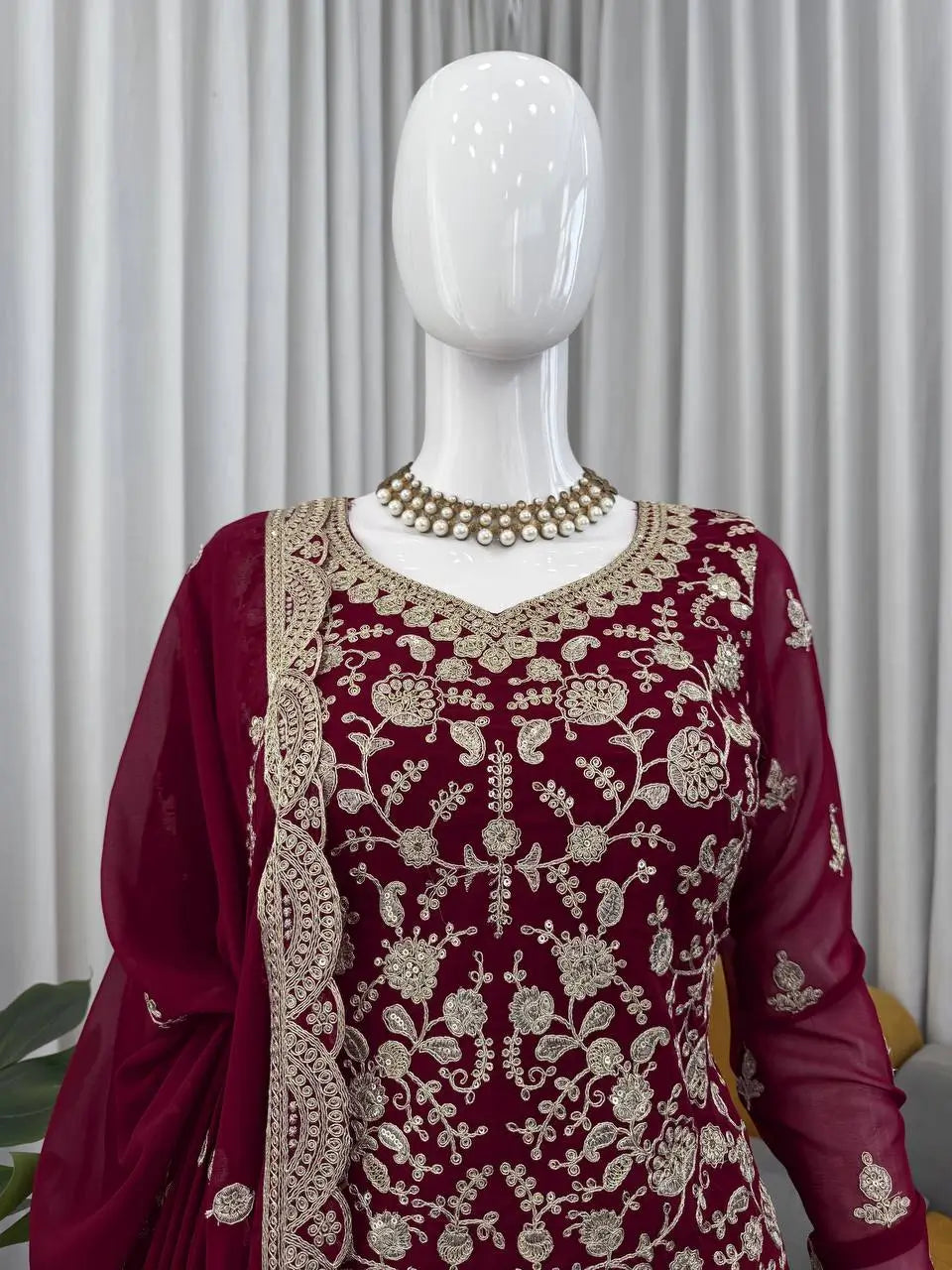 Embroidered Georgette Sharara Set