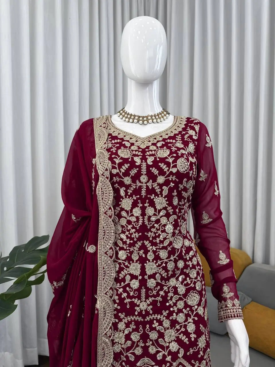 Embroidered Georgette Sharara Set