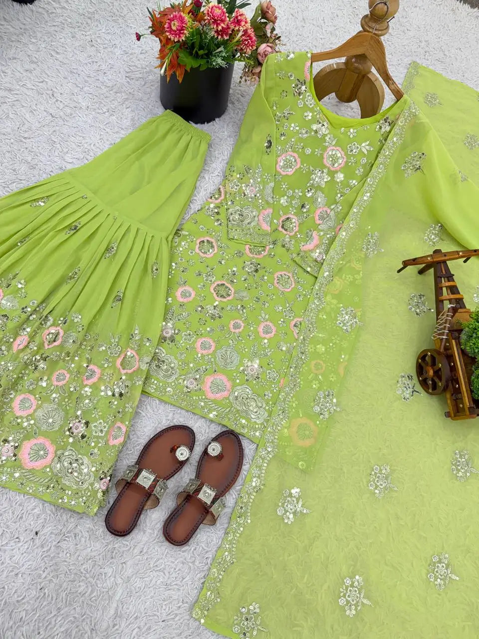 Embroidered Georgette Sharara Set