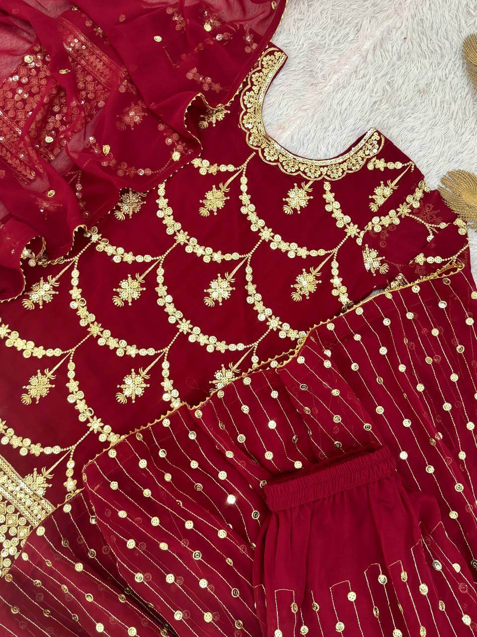 Embroidered Georgette Sharara Suit