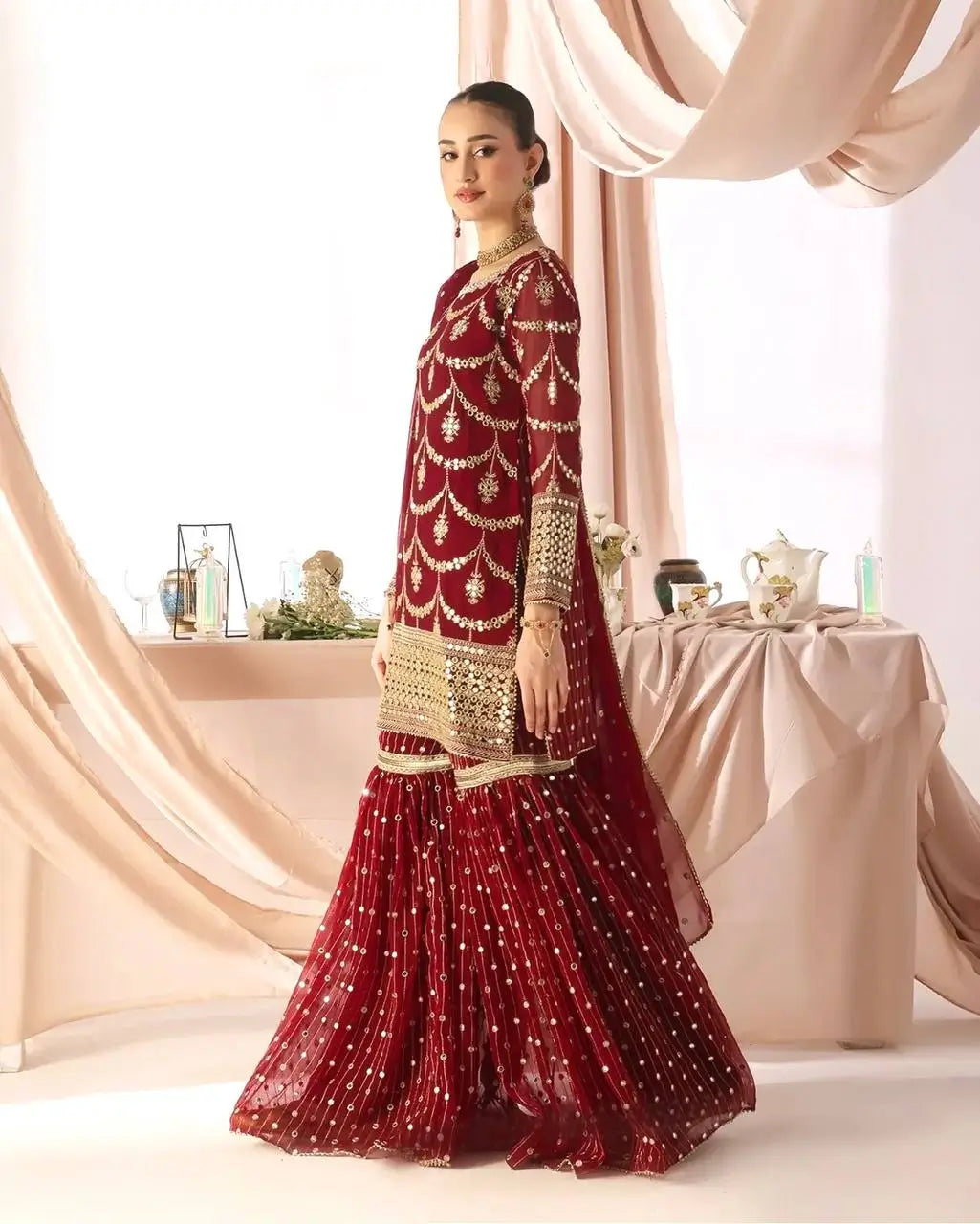 Embroidered Georgette Sharara Suit