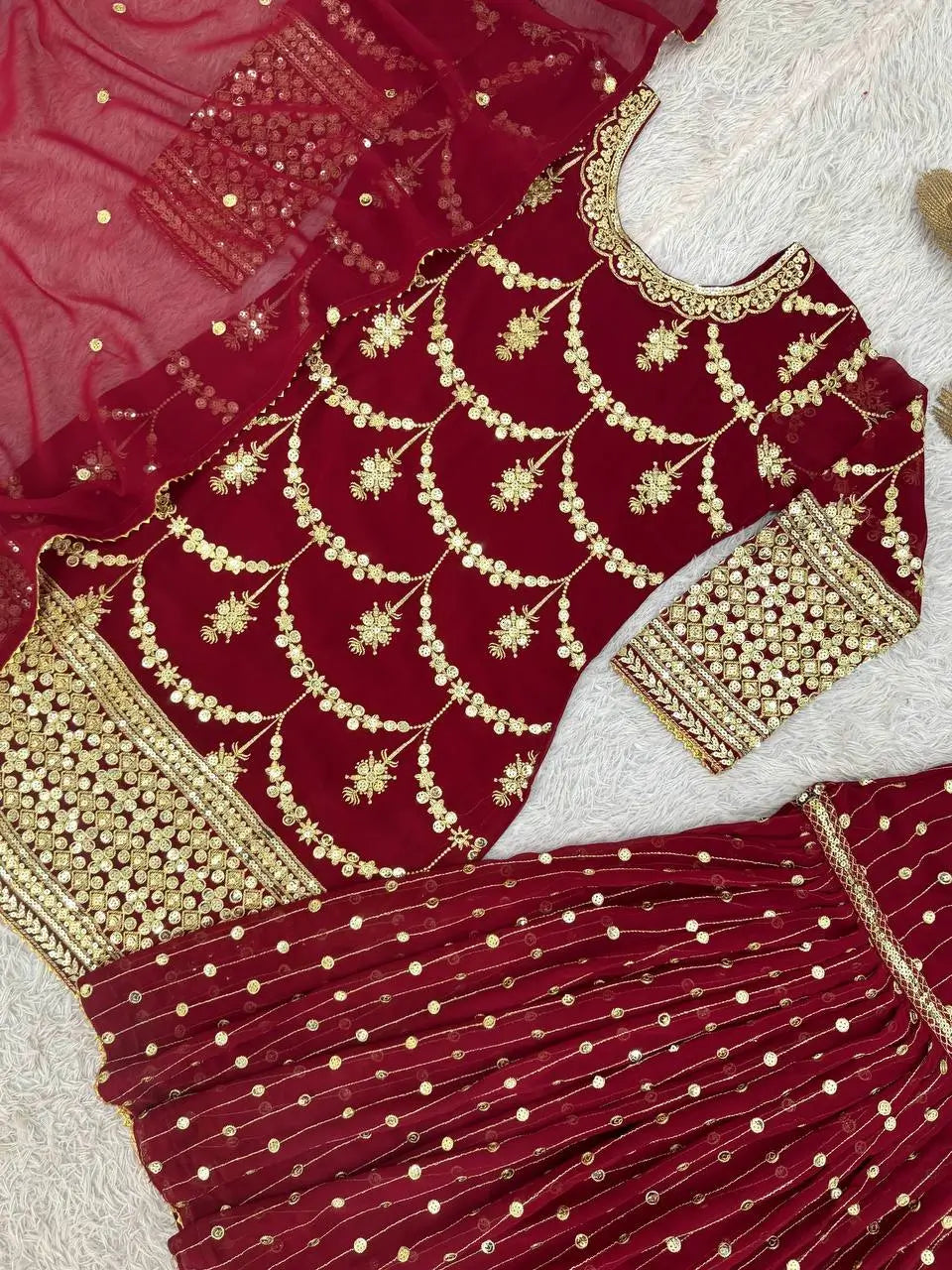 Embroidered Georgette Sharara Suit