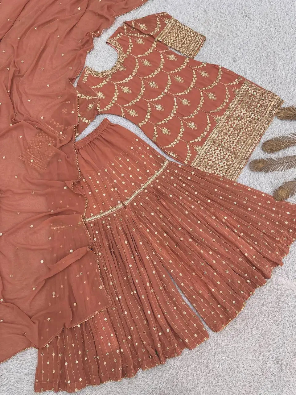 Embroidered Georgette Sharara Suit