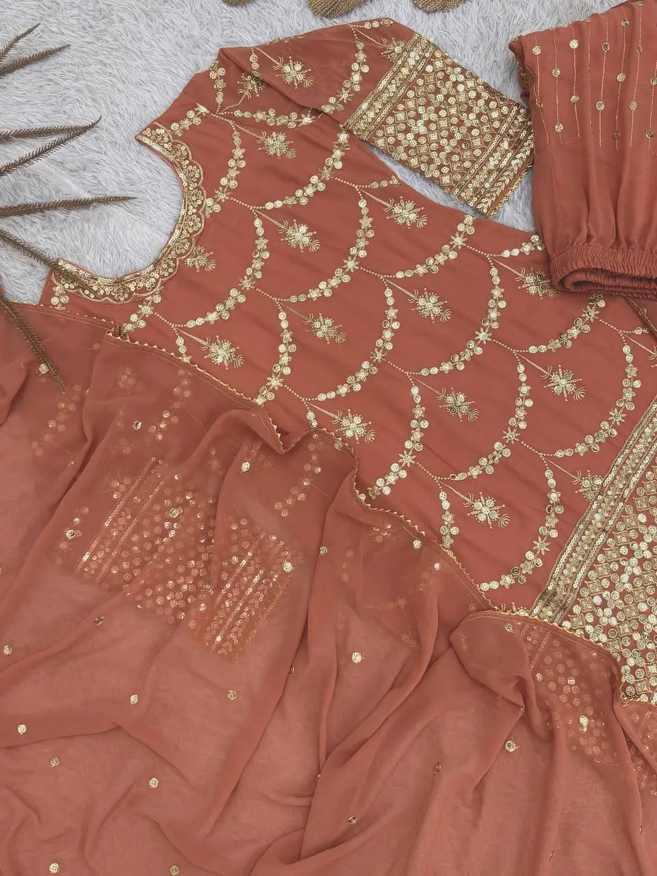 Embroidered Georgette Sharara Suit