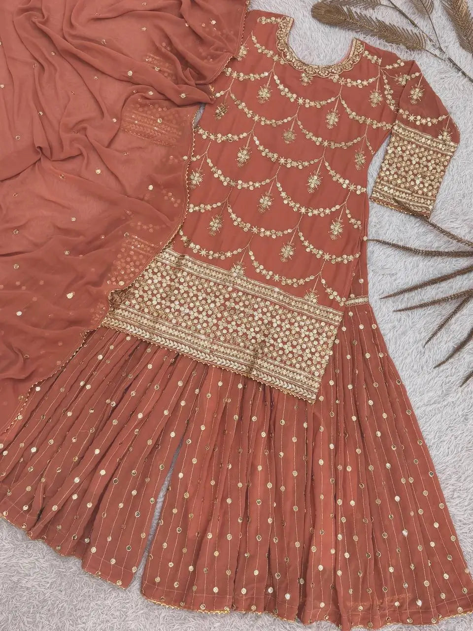 Embroidered Georgette Sharara Suit