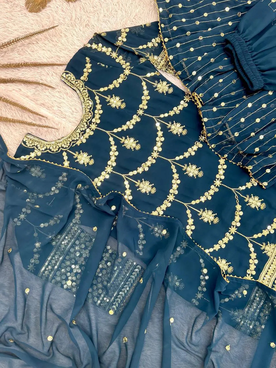 Embroidered Georgette Sharara Suit