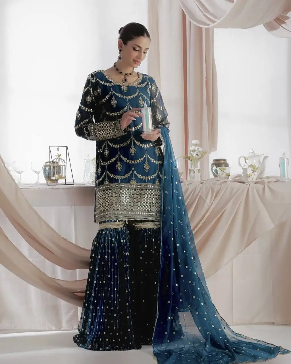 Embroidered Georgette Sharara Suit